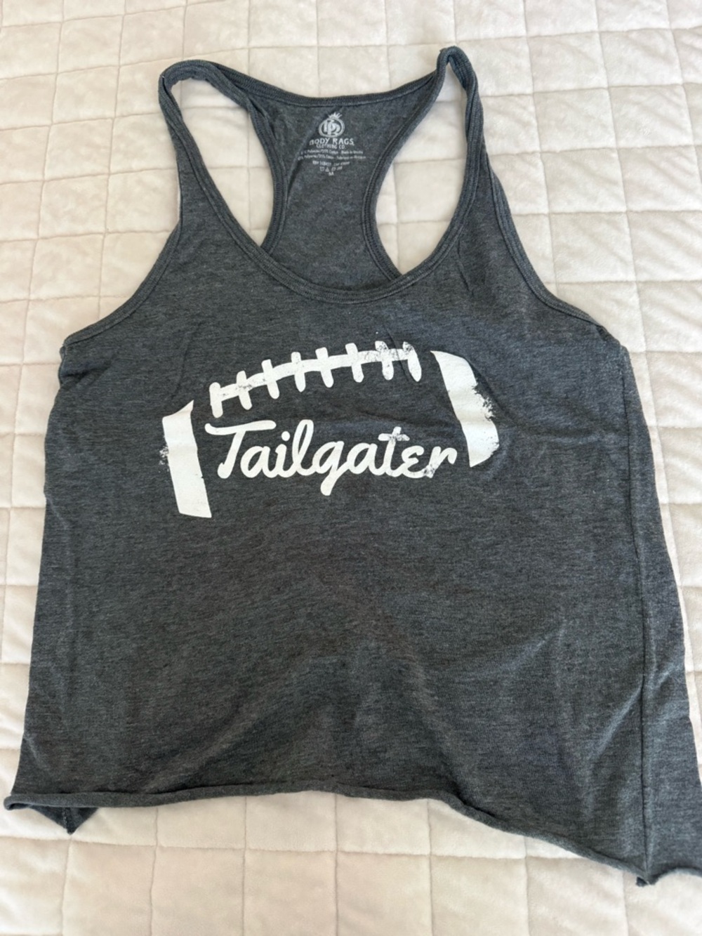 Tailgate Football Graphic Racerback Tank - Charcoal